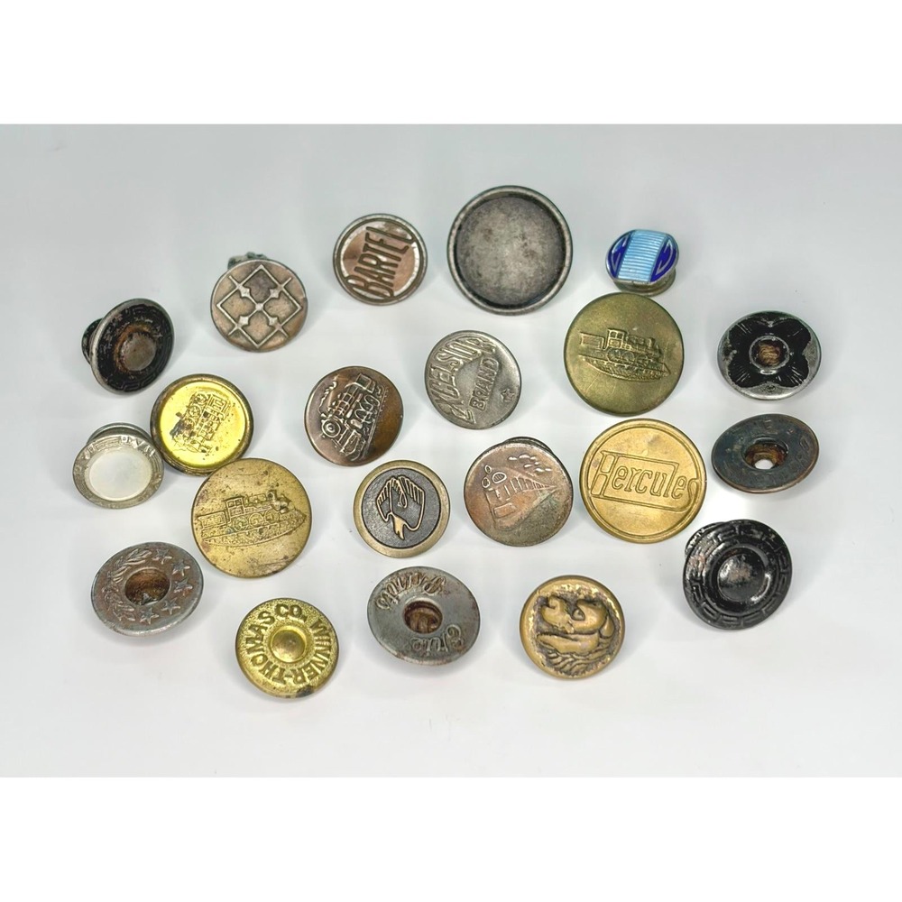 Antique Workwear Overall Button Stud Lot Hercules Locomotive Sweet-Orr Excelsior